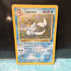 Pokemon Vaporeon 12/64 Jungle Holo Rare 80 HP Stage 1 Card 1999 English - Image 1