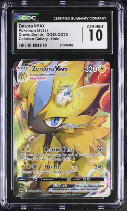 CGC 10 Zeraora VMAX GG42/GG70 Galarian Gallery Holo Crown Zenith Pokemon Card - Image 1