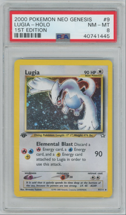 2000 POKEMON NEO GENESIS 1ST ED #9 LUGIA-HOLO PSA 8 NM MT - Image 1