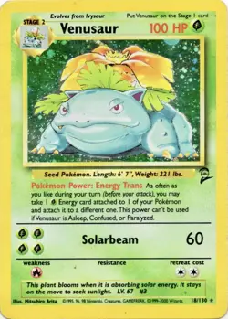 Vintage Pokemon Venusaur Base Set 2 18/130 LP 1999 HOLO GREAT CONDITION - Image 1