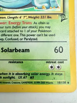 Vintage Pokemon Venusaur Base Set 2 18/130 LP 1999 HOLO GREAT CONDITION - Image 5