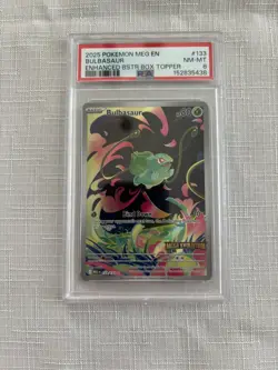 2025 Pokemon Meg EN-Mega Evolution Bulbasaur Enhanced Bstr Box Topper PSA 8 #133 - Image 1