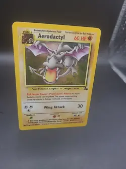 Pokemon TCG Aerodactyl 1/62 Fossil Unlimited Holo Holo Rare WOTC Vintage 1999 HP - Image 2