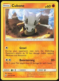 Cubone 105/236 Common Unified Minds Pokemon Near Mint - Image 1