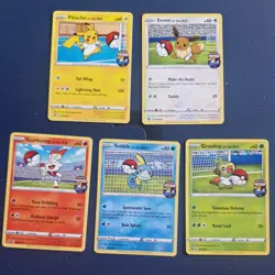 Pikachu Sobble Scorbunny Eevee Grookey On The Ball Pokemon Futsal Promo NearMint - Image 1