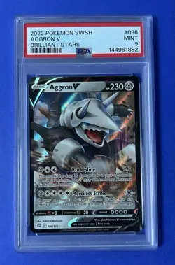 2022 Pokemon SWSH Aggron V Brilliant Stars #096 PSA 9 MINT - Image 1