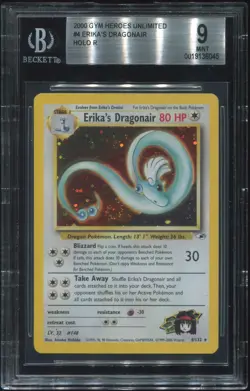 Erika's Dragonair 4/132 Gym Heroes Holo Pokemon TCG WOTC Vintage BGS 9 SWIRL - Image 1