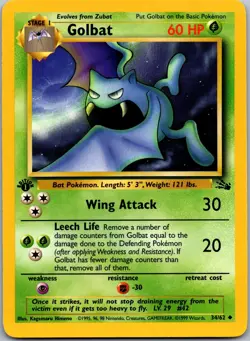 Golbat 34/62 - Fossil Pokemon TCG LP 1st Edition - Image 1