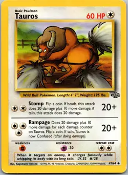 Tauros 47/64 - Jungle Pokemon TCG Unlimited DMG - Image 1