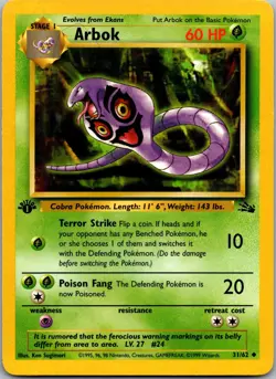 Arbok 31/62 - Fossil Pokemon TCG NM 1t Edition - Image 1