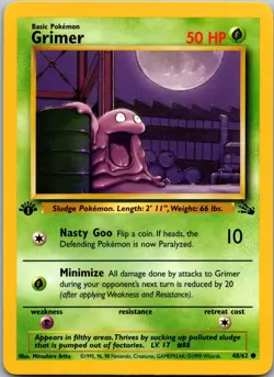Grimer 48/62 - Fossil Pokemon TCG NM 1st Edition - Image 1