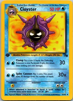 Cloyster 32/62 - Fossil Pokemon TCG LP 1st Edition - Image 1