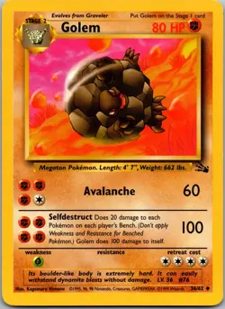 Golem 36/62 - Fossil Pokemon TCG LP - Image 1