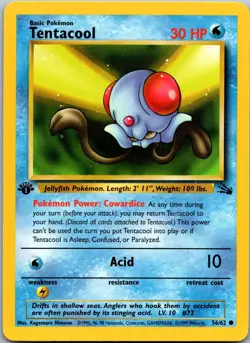 Tentacool 56/62 - Fossil Pokemon TCG LP 1st Edition - Image 1
