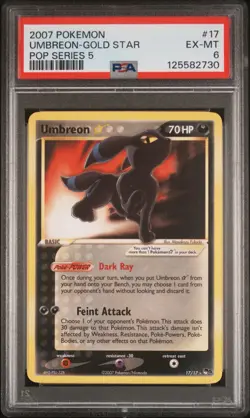 Pokemon 2007 Umbreon Gold Star #17 Pop Series 5 PSA 6 - Image 2