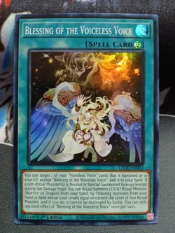 Yugioh Blessing of the Voiceless Voice Super Rare LEDE-EN062 1st Ed Near Mint - Image 1