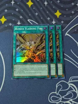 3x Runick Flashing Fire TAMA-EN030 Super Rare (NM) - Yugioh Playset - Image 1