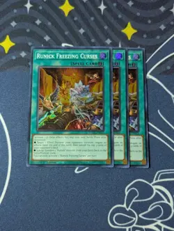 3x Runick Freezing Curses TAMA-EN033 1st Super Rare (NM) - Yugioh Playset - Image 1