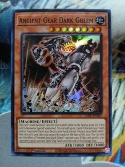 Yugioh Ancient Gear Dark Golem Super Rare LEDE-EN006 1st Ed Near Mint - Image 1