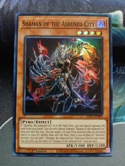 Yugioh Shaman of the Ashened City Super Rare LEDE-EN090 1st Ed Near Mint - Image 1