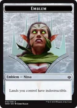 1x Emblem - Nissa, Who Shakes the World Light Play, English War of the Spark MTG - Image 1