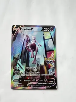 Pokemon TCG Mewtwo v Full Art Holo Ultra Rare Card Pokemon Go 072/078 72/78 - Image 1