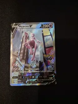 Pokemon TCG Mewtwo v Full Art Holo Ultra Rare Card Pokemon Go 072/078 72/78 - Image 1