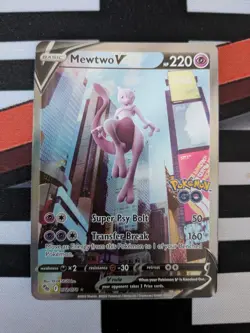 Pokemon TCG Mewtwo v Full Art Holo Ultra Rare Card Pokemon Go 072/078 72/78 - Image 1