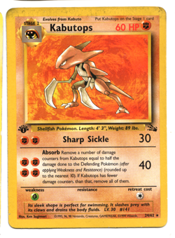 (HEAVY WATER DAMAGE) Kabutops - Non-Holo #24 Fossil 1st Edition Pokemon TCG - Image 1
