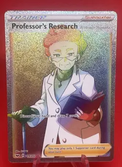 Pokemon TCG - Professor’s Research 209/202 - Rainbow Rare Holo Sword & Shield🔥 - Image 1