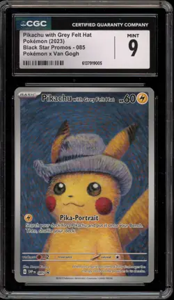 Pokemon Pikachu with Grey Felt Hat Van Gogh Full Art Promo SVP EN 085 CGC 9 Mint - Image 1