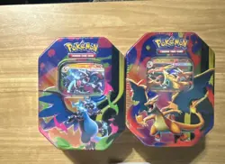 Pokemon TCG Tin Lot of 2 Charizard & Mega Charizard X Designs Factory Sealed - Image 2