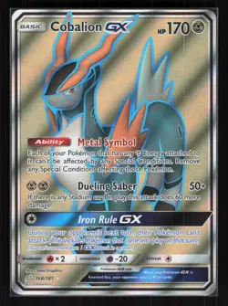 Cobalion GX (Full Art) Holo Ultra Rare Pokemon SM - Team Up 168/181 NM/LP - Image 1