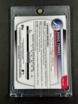 Diego Tornes 2025 1st Bowman Chrome Auto Prospect #/99 Green Lava Braves - Image 2