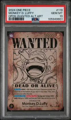 2024 ONE PIECE OP09-EMPERORS IN THE NEW WORLD #119 MONKEY D. LUFFY PSA 10 - Image 1