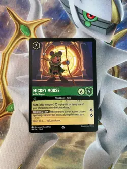 Disney Lorcana TCG Super Rare Non-Foil Mickey Mouse Artful Rogue 88/204 Hero - Image 1