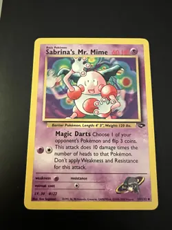 Sabrina’s Mr. Mime 59/132 Gym Challenge Unlimited 2000 Pokemon Card Uncommon LP - Image 1