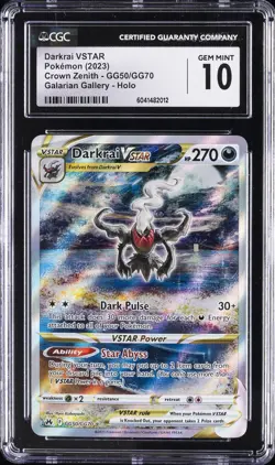 2023 POKEMON CROWN ZENITH GALARIAN GALLERY HOLO DARKRAI VSTAR CGC 10 GEM MINT - Image 1