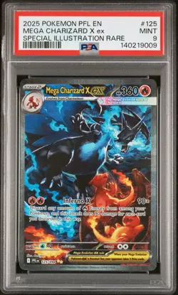 2025 POKEMON PFL EN-PHANTASMAL FLAMES #125 MEGA CHARIZARD X EX PSA 9 - Image 1