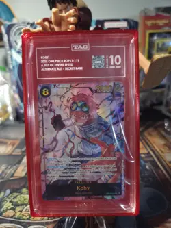 One Piece Koby (119) OP11-119 A Fist of Divine Speed Foil! TAG 10! WITH CASE 💥 - Image 2