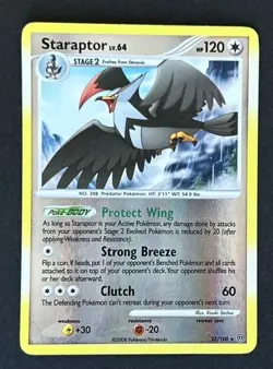 Staraptor 27/100 Pokemon Cards Reverse Holo Rare Stormfront LP - Image 1