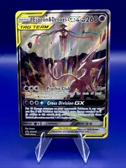 Pokemon Espeon & Deoxys GX TAG TEAM Promo Holo SM240 HP 260 Psychic Card - Image 1