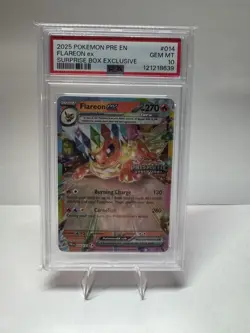Pokemon TCG PSA 10 Flareon EX 014/131 Prismatic Evolutions Stamped Promo Card - Image 1