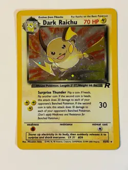 Pokemon TCG Dark Raichu 83/82 Team Rocket Holo Rare MP - Image 1