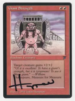 Signed Giant Strength Proof LP Legends Artist Justin Hampton 1994 MTG Magic AP! - Image 1