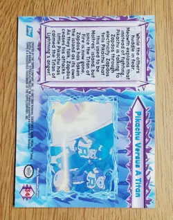 Pokemon Topps 2000 The Movie #34 Pikachu Versus A Titan NM- Blue Logo - Image 3