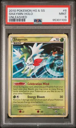 2010 POKEMON HEARTGOLD & SOULSILVER UNLEASHED #8 SHAYMIN-HOLO PSA 9 - Image 1