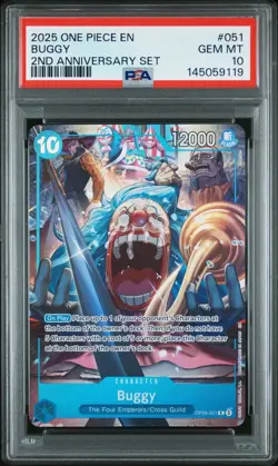 2025 One Piece English Version 2ND Anniversary Set Buggy PSA 10 #051 - Image 1