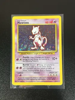 Pokemon Mewtwo 10/102 Holo Rare Base Set HP 1999 WotC Vintage - Read - Image 1