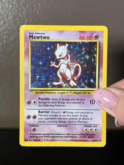Pokemon Mewtwo 10/102 Holo Rare Base Set HP 1999 WotC Vintage - Read - Image 3